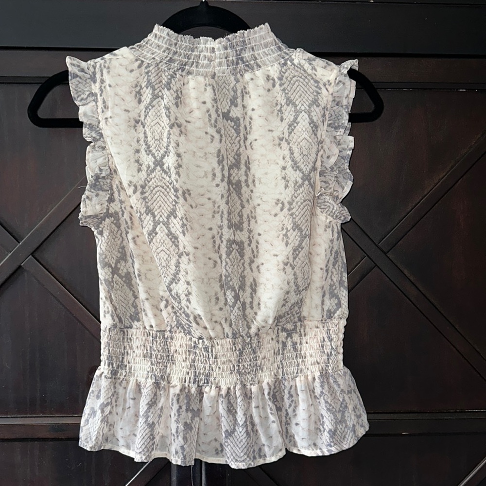 Japna snakeskin print ruffled blouse